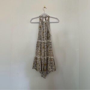 Anthropologie Floral Mini Dress - Cream and Brown